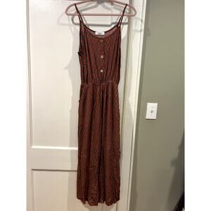 Carly Jean Size M Wide Leg Jumper Light Weight Brown Buttons Geometric